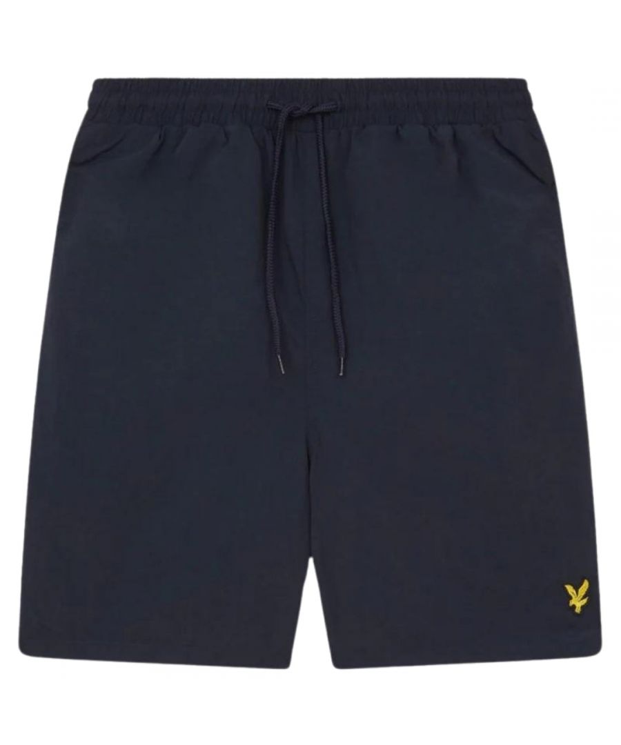 Lyle & Scott Mens Branded Logo Dark Navy Swim Shorts - Size Large