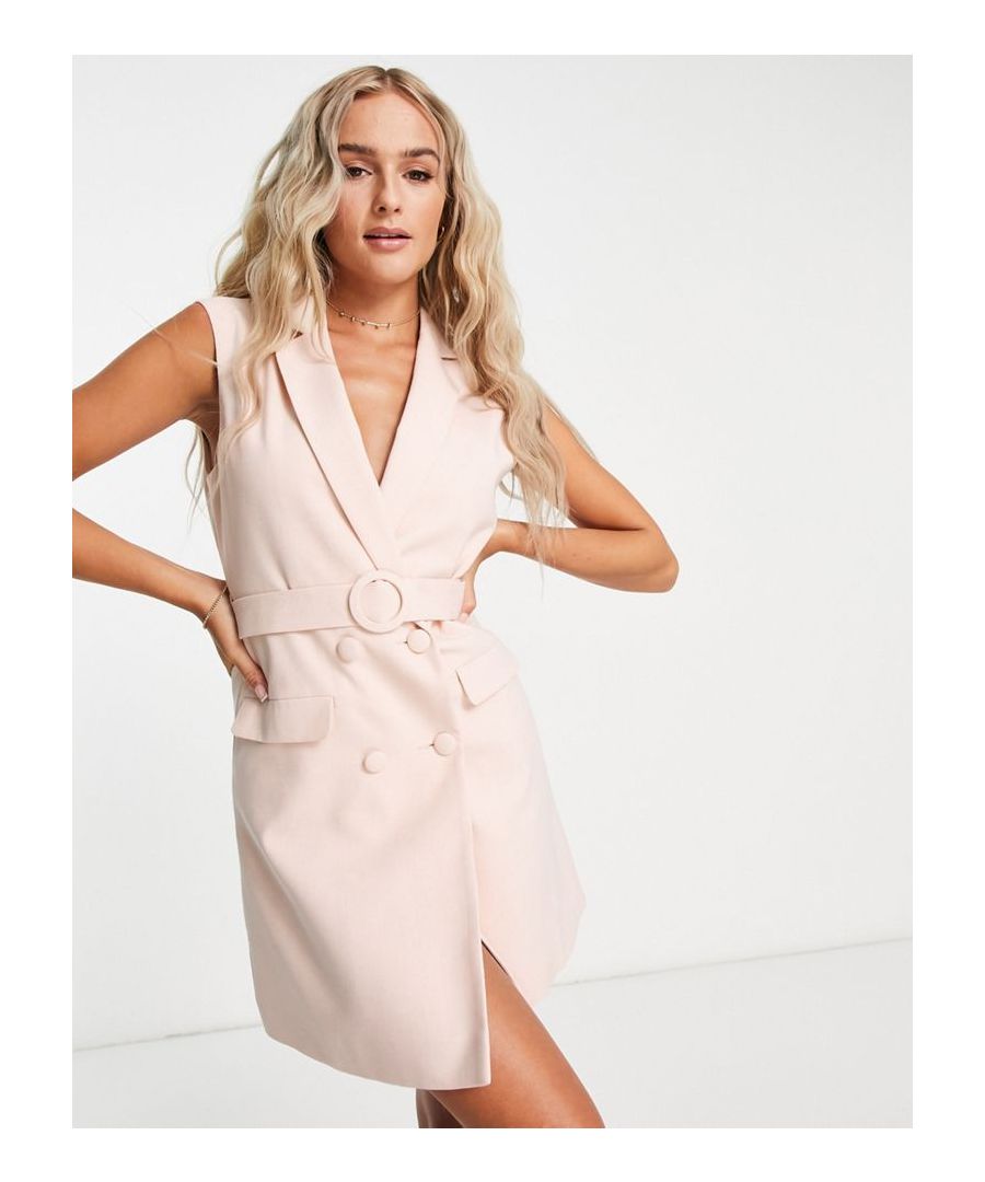 Dress by Miss Selfridge A round of applause for the dress Notch lapels Belted waist Double-breasted style Side pockets Regular fit  Sold By: Asos