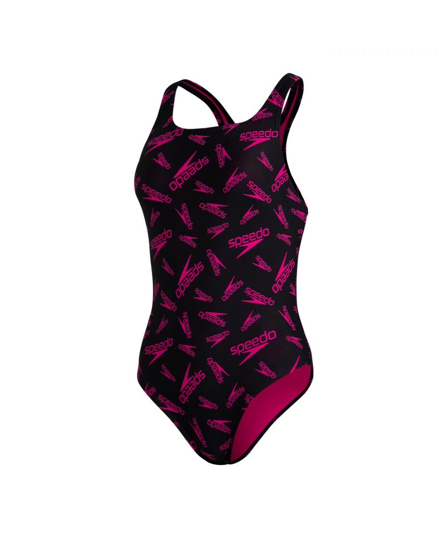 Speedo Womens BM Logo Swimsuit - Black - Size 6 UK