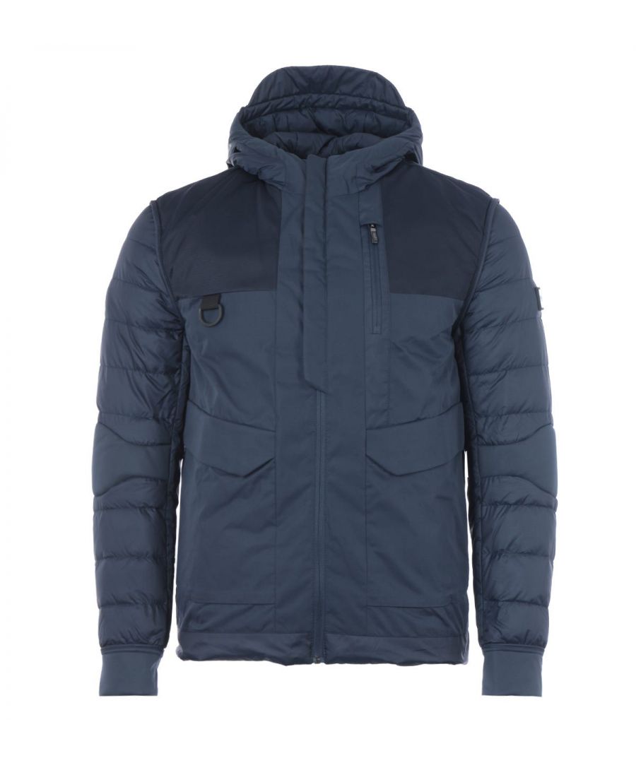 Offering two looks in one this reversible hooded jacket from BOSS Athleisure is not only water repellent but is crafted responsibly offering sustainability without compromising on style. Crafted from recycled polyester fibres and filled with sustainably sourced duck down and feathers providing lightweight warmth and comfort. One side boasts a classic channel quilted design whilst the other is inspired by sporty field jacket with hybrid styling. Featuring an adjustable drawcord hood and an array of multi use pockets for all your essentials. Finished with subtle BOSS branding for a signature touch.Regular Fit, Recycled Polyester , Sustainably Sourced Duck Down, Adjustable Drawcord Hood, Full Zip Closure, Multiple Pockets to Both Sides, Reversible Design, BOSS Branding. Style & Fit:Regular Fit, Fits True to Size. Composition & Care:Shell: 100% Recycled polyester, Fill: 70% Duck Down & 30% Duck Feather, Professional Wet Clean.