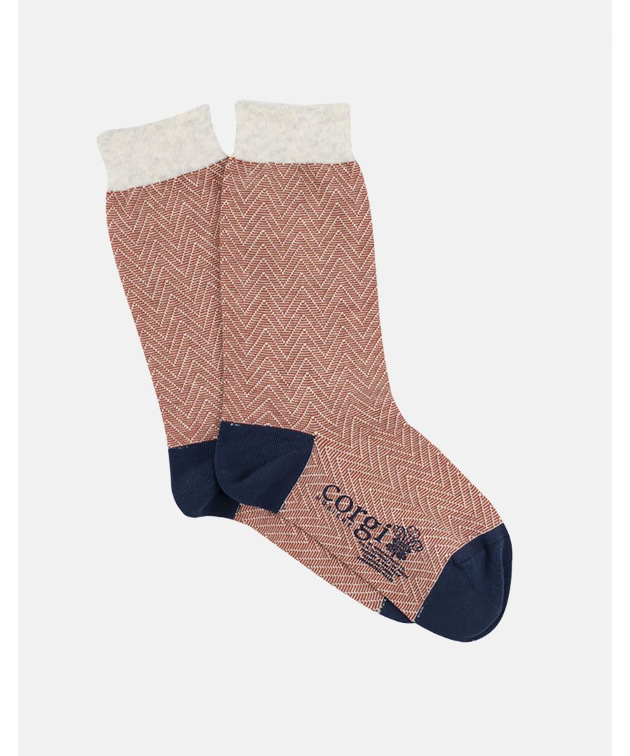 Image for Cotton Blend Socks - Rust Herringbone