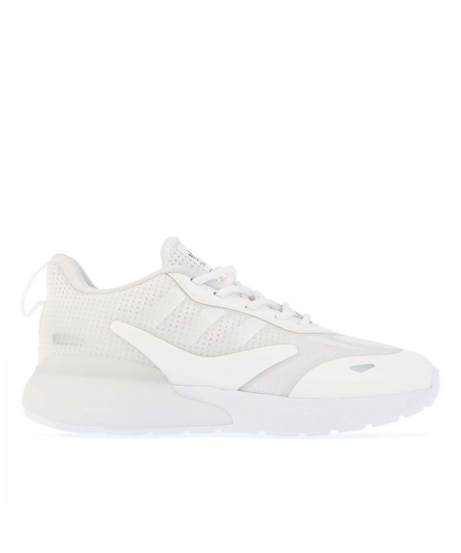 Childrens adidas Originals ZX 2K 2.0 Trainers in white.- Textile upper with TPU overlays. - Lace up fastening.- Regular fit.- TPU heel counter.- Textile lining.- Synthetic outsole.- Ref.: GY0795C