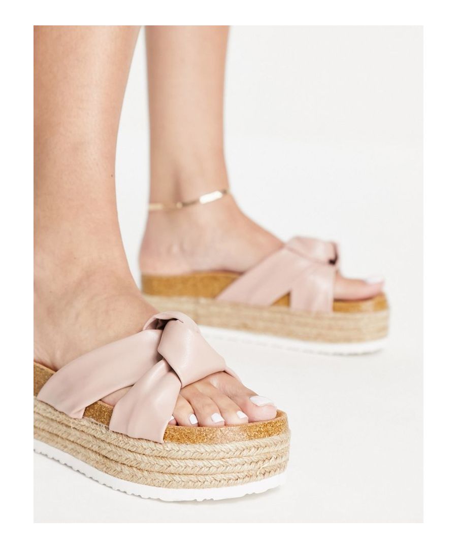 Sandals by ASOS DESIGN Summer: styles Slip-on style Peep toe Moulded footbed Flat sole Wide fit Sold by Asos