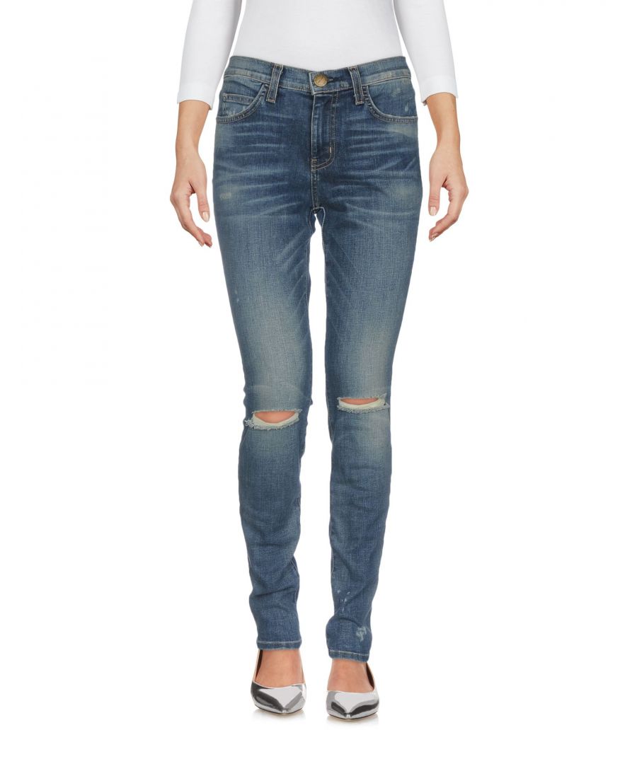 denim, stained effect, faded, no appliqués, basic solid colour, medium wash, mid rise, front closure, button, zip, multipockets, slim-leg pants, large sized