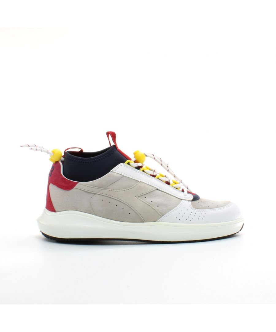 Diadora B.Elite Sailing Mens White/Beige Trainers - Multicolour Leather (archived) - Size UK 7.5