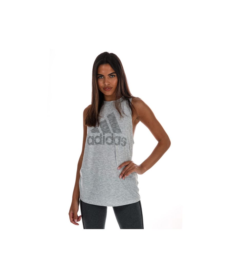 adidas Womenss Winners Tank Top in White marl Cotton - Size 2XS