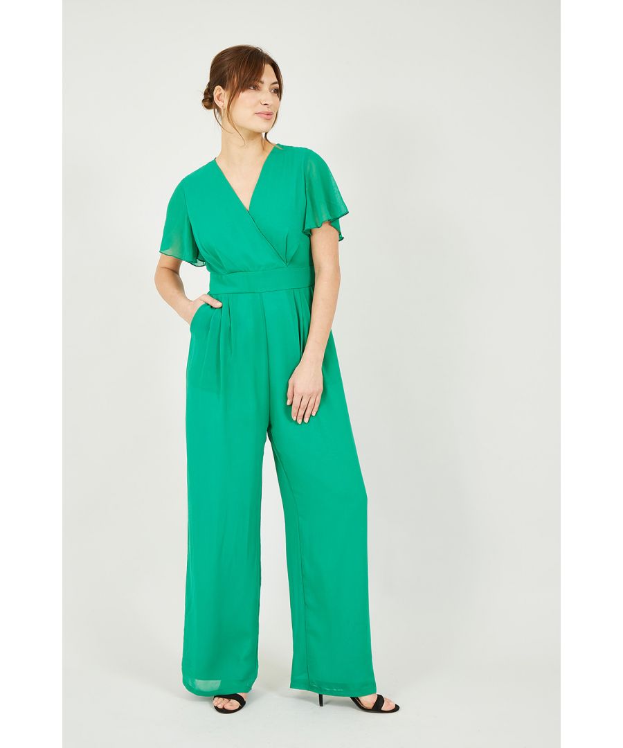 Image for Yumi Green Jumpsuit With Angel Sleeves