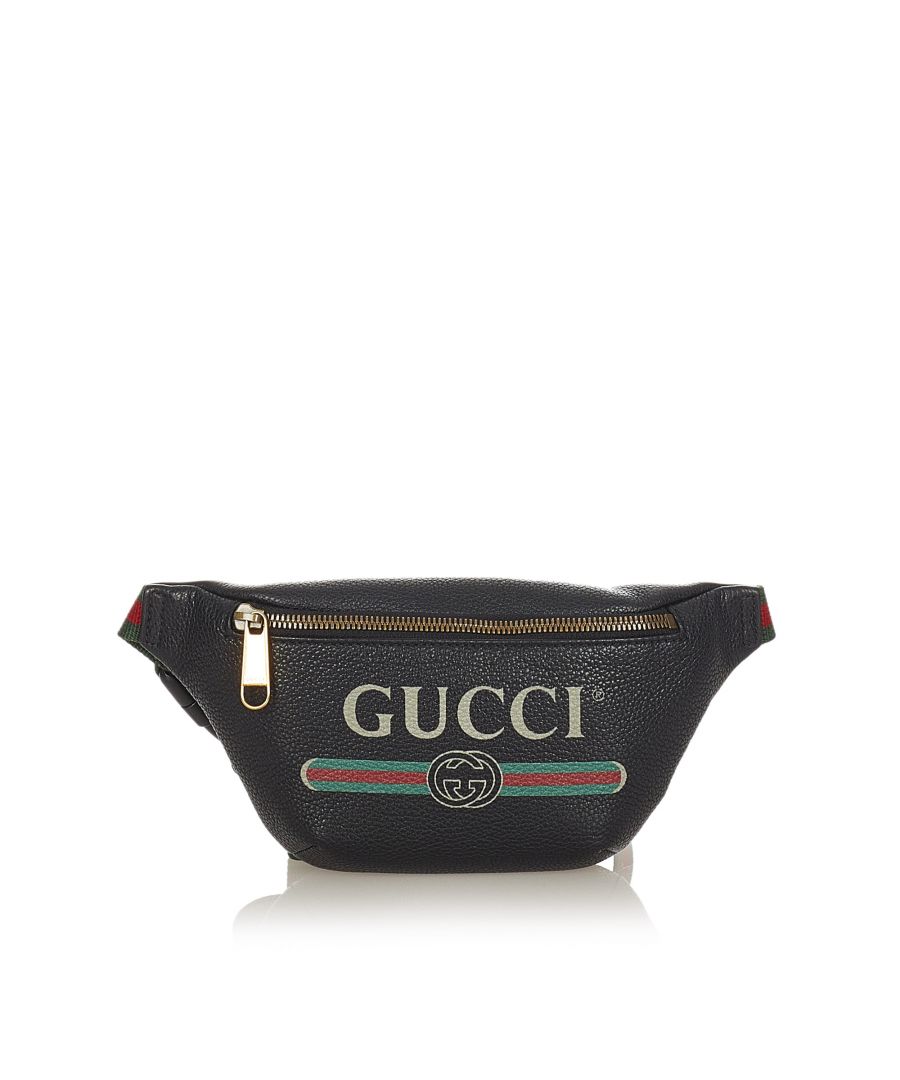 Image for Vintage Gucci Logo Leather Belt Bag Black