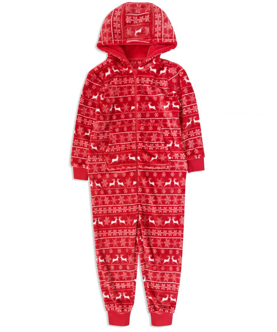 Bring some magic and festive cheer with this family onesie, part of the Threadbare family range, which comes in men's, ladies, kids and toddler. Feature’s hood, all-over faire isle print, tapered cuffed bottoms with pockets, elasticated cuff, and made from super soft polar fleece fabric. Other loungewear and jumpers available in this family collection.