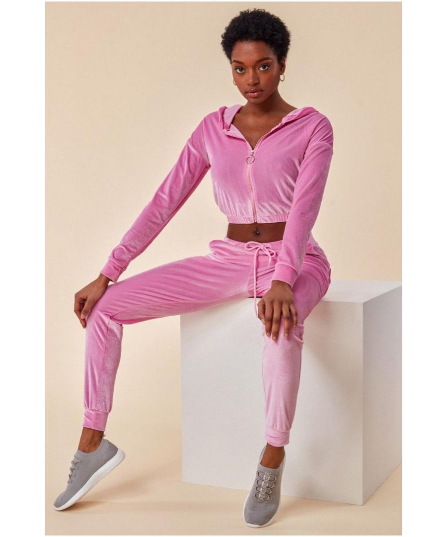 Image for Cosmochic Cuffed Ankle Velour Tracksuit - Pink
