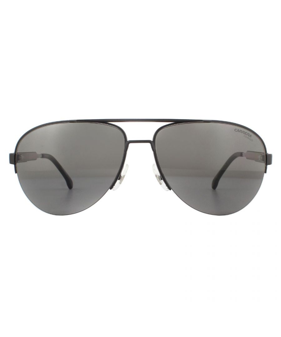 Carrera Aviator Mens mat zwart grijze gepolariseerde zonnebril
