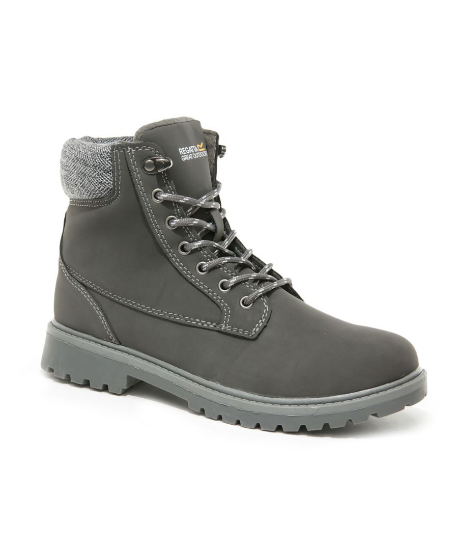 Upper: Leather. Lining: Fleece. Outsole: Rubber. Fastening: Hook. 14 Eyelets. Fabric Technology: Vegan. Hardwearing, Insulated. Low Heel. Cut: High-top. Design: Plain.