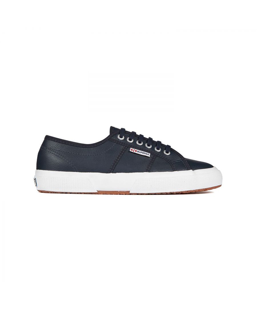 Superga Unisex Adult 2750 Efglu Leather Trainers (Blue Navy) - Size UK 9.5