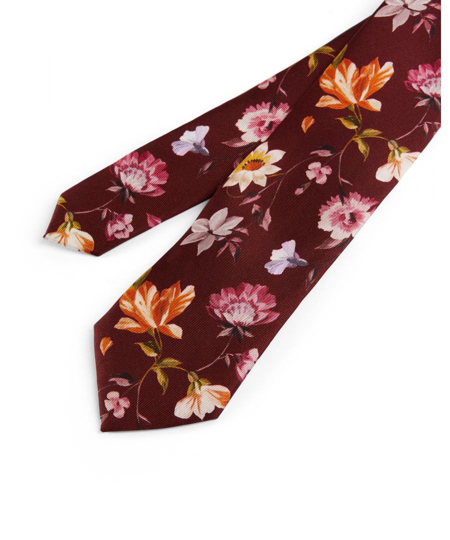 Image for Ted Baker Fetha Bold Floral Printed Tie, Dark Red