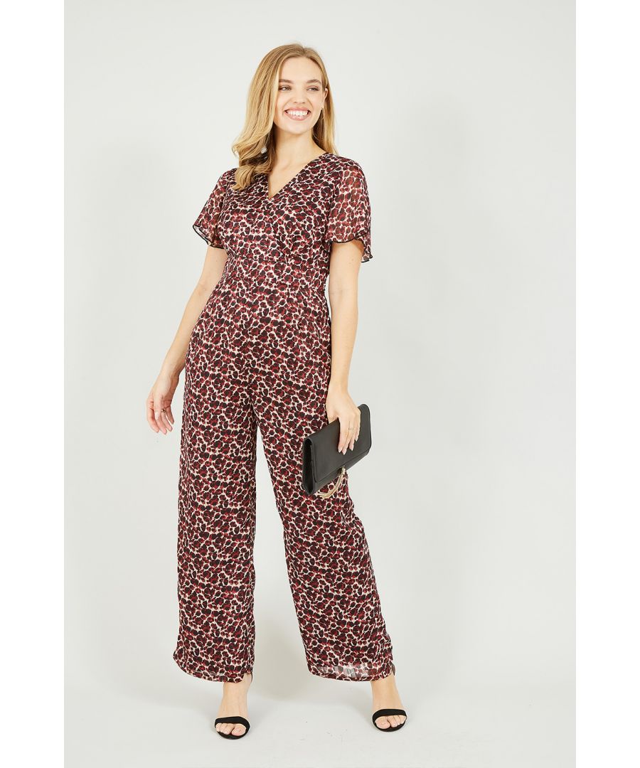Image for Yumi Lurex Leopard Print Wrap Jumpsuit With Pockets
