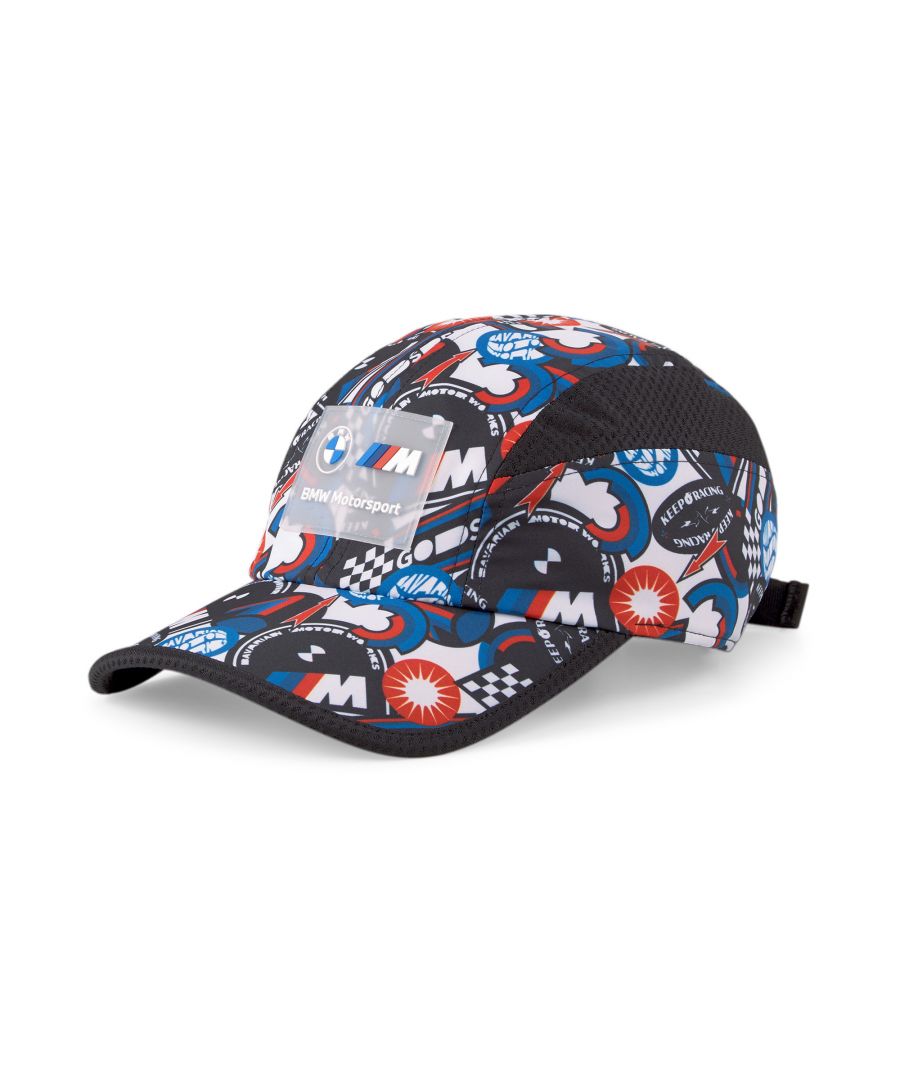 BMW M Motorsport has never been afraid of making a statement – it has always had bold cars and even bolder liveries. This cap follows suit, with all-over illustrated graphics inspired by iconic liveries of the past. But it’s not all looks. Breathable mesh panels on either side and an adjustable closure ensure comfortable wear, whether you’re in the pit lane or the city. DETAILS Premium mesh on both sidesCurved visorAdjustable closureBMW M Motorsport silicone patch on the front