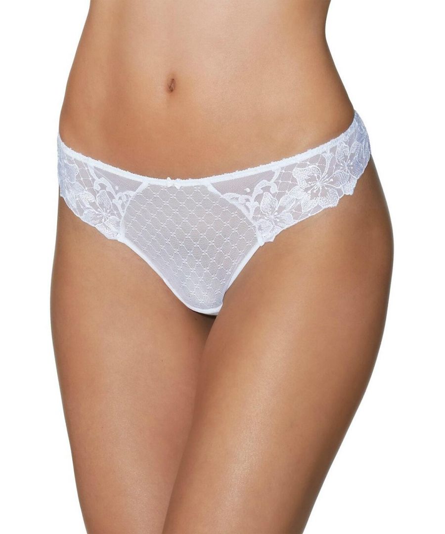 Renowned for their high quality and innovative design, Aubade introduces the all new Wandering Love range. Designed with you in mind, this Tanga brief is adorned in a refined embroidery at the sides and tulle lace, promising a glamorous yet comfortable feminine feel. Pair with matching co-ordinates and create the perfect duo!\n\nGlamorous, feminine designs\nEmbroidery at the sides\nAdorned in tulle lace\nComfortable fit\nMatching co-ordinates available\nComposition: 77% Polyamide | 23% Elastane\n\nListed in UK sizes\n\n 