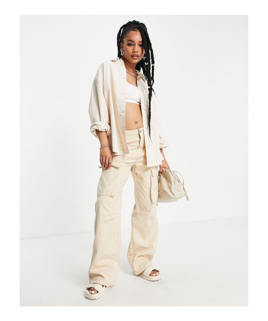 Petite shacket by Topshop The scroll is over Spread collar Button placket Button chest pocket Oversized fit Sold by Asos