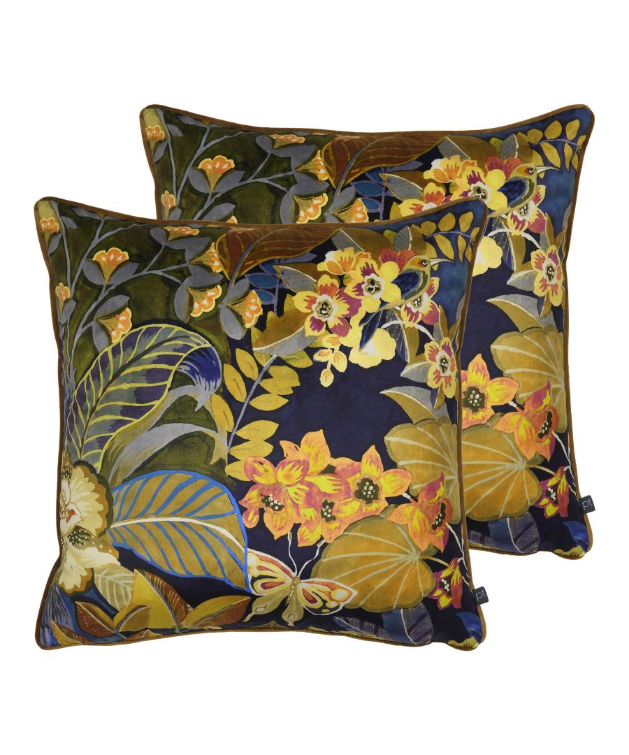 Prestigious Textiles Hidden Paradise Cushions (Twin Pack) - Purple - Size 55 cm x 55 cm