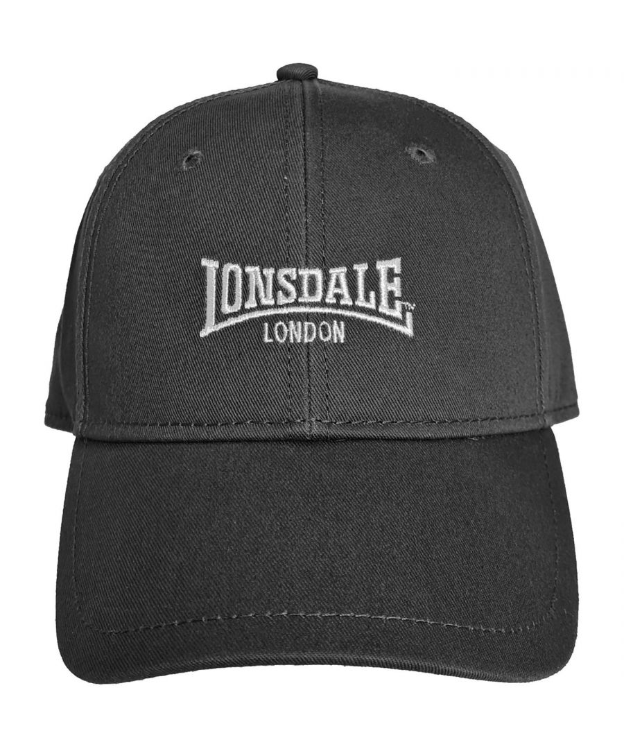 Curved peak baseball cap. Large front embroidered Lonsdale logo. High quality metal buckle on the adjuster. Fully adjustable to fit all sizes.