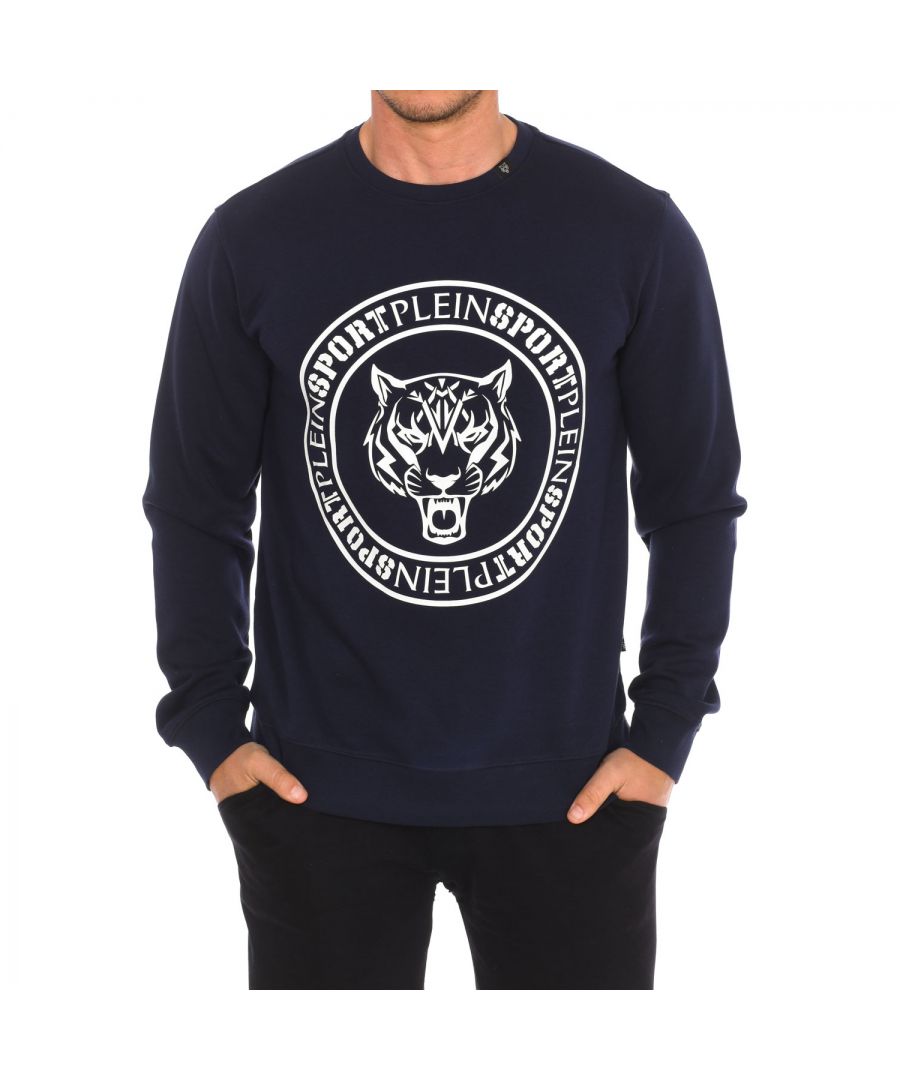 Plein Sport FIPSG603 Mens long-sleeved crew-neck sweatshirt - Blue - Size Small