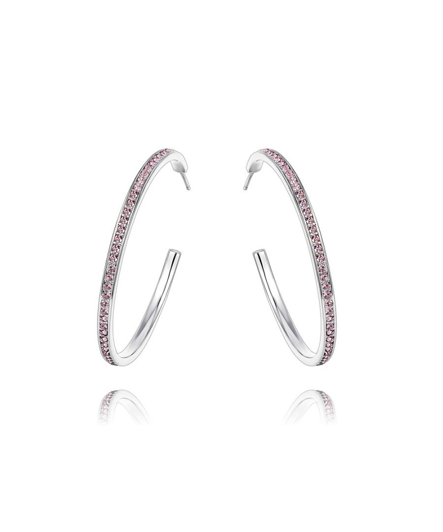 Image for Swarovski - Pink Swarovski Crystal Elements Hoop Earrings