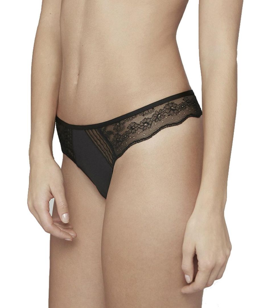 LOU Womens Amazone String Thong - Black - Size Small