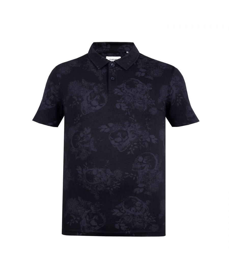 Firetrap AOP Polo Shirt Mens - The Mens Firetrap AOP Polo Shirt is a great addition to your weekend wardrobe, crafted with a classic fold down polo shirt collar along with button fastening placket and short sleeves that offers all day comfort. An all over pattern along with the Firetrap branding completes the look. Machine washable, follow care label instructions.