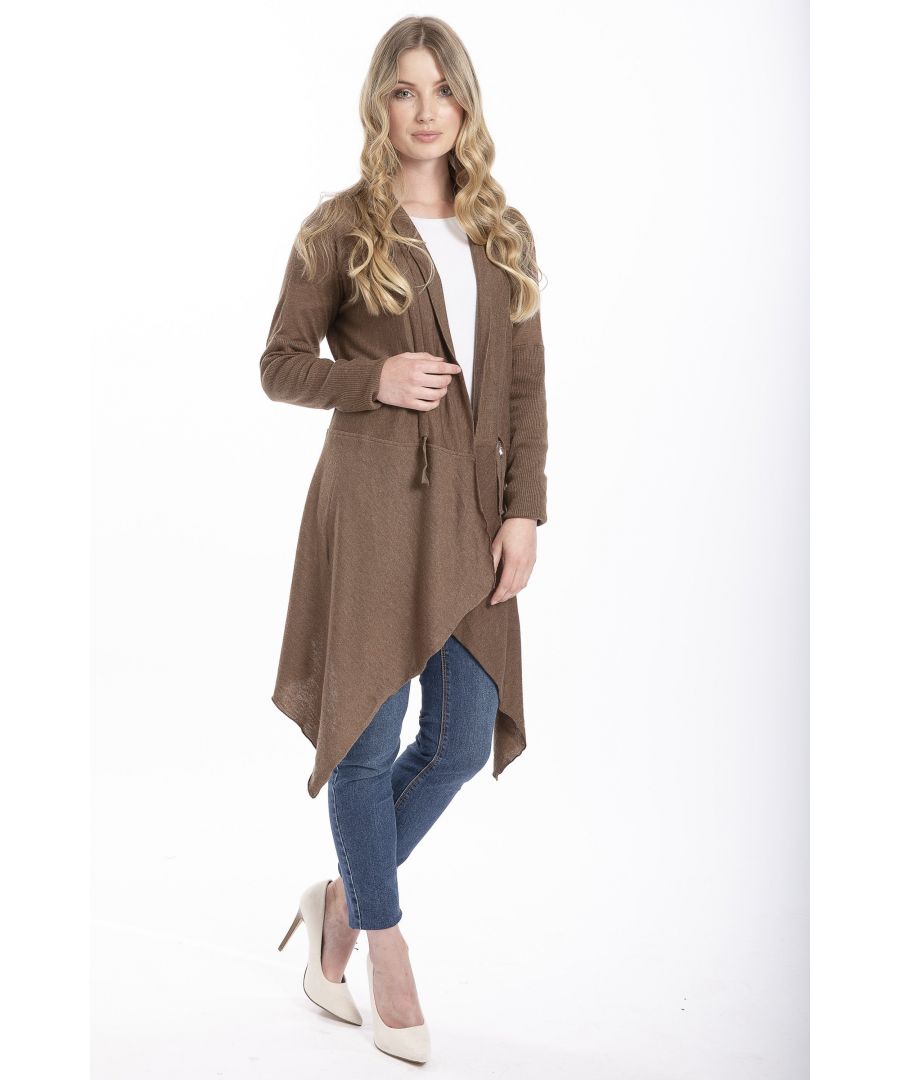 Jayley Womens Cashmere Long Cardigan - Mocha - One Size