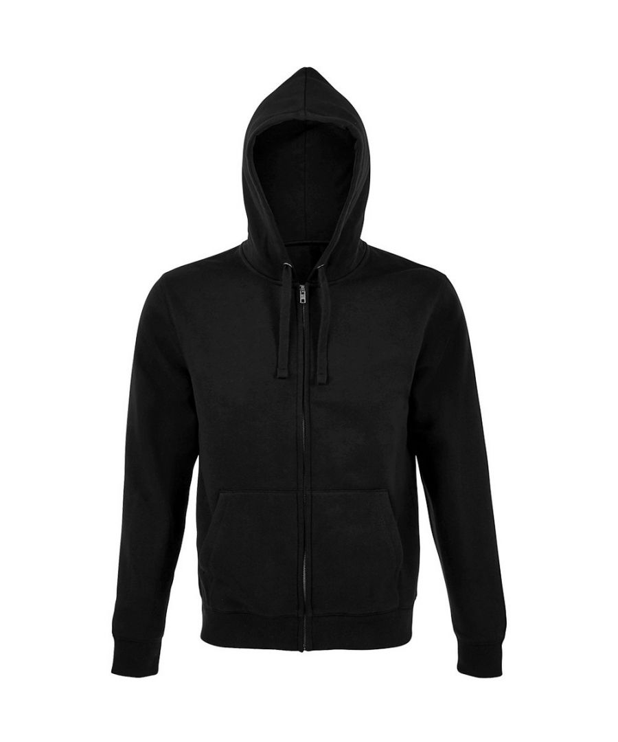 Material: 80% cotton & 20% polyester. Cotton faced fabric. Brushed back fleece. Drop shoulder style. Lined hood with self colour drawcord. Taped neck. Locker patch. Full length zip. Front pouch pockets. Ribbed cuffs and hem. Unbranded size label at neckline. Chest (in): XS(35/36), S(36/38), M(38/40), L(41/42), XL(43/44), XXL(45/47), 3XL(47/49), 4XL(50/52), 5XL(53/55).