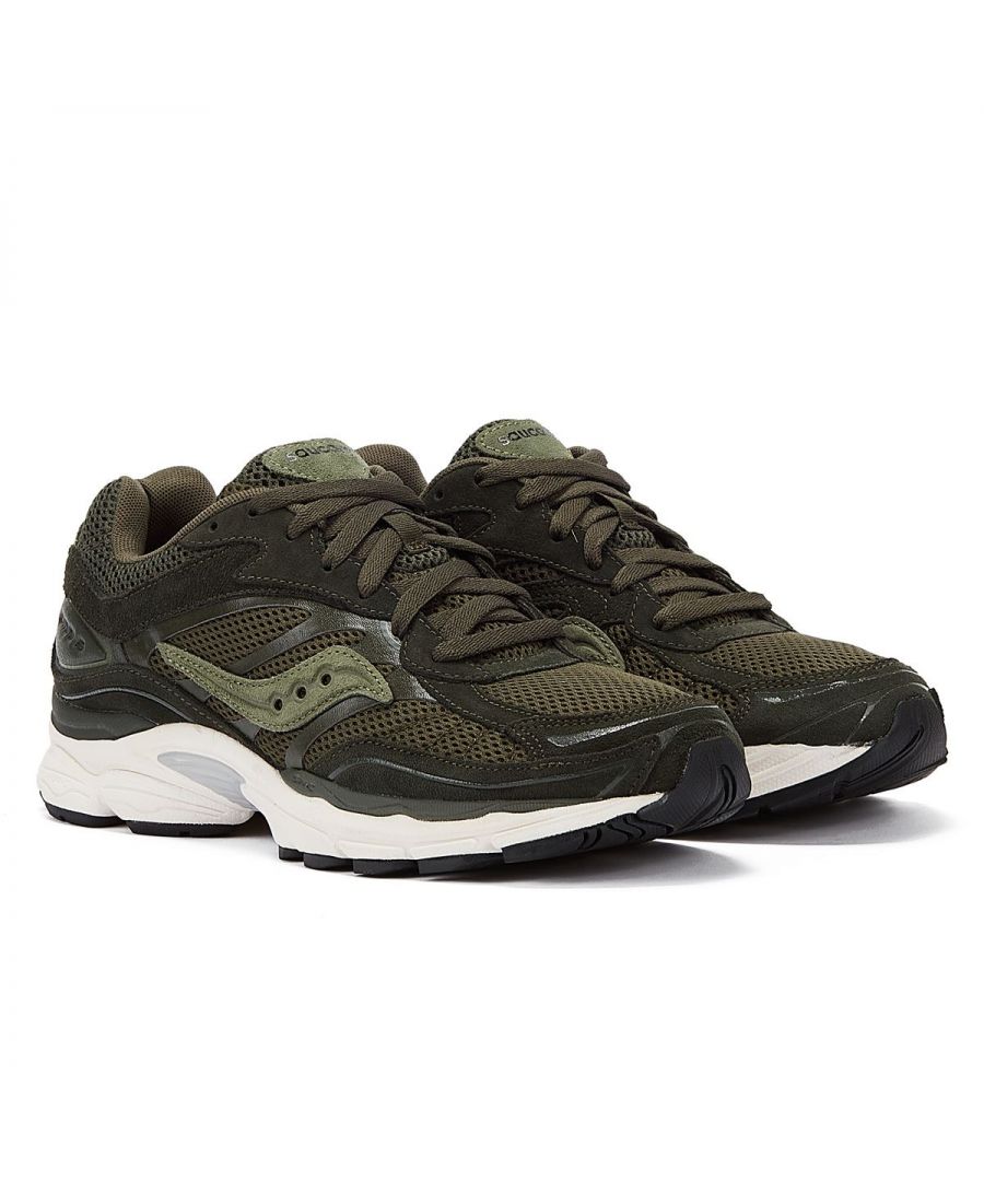 Saucony Unisex Progrid Omni 9 Green Trainers Leather - Size UK 5
