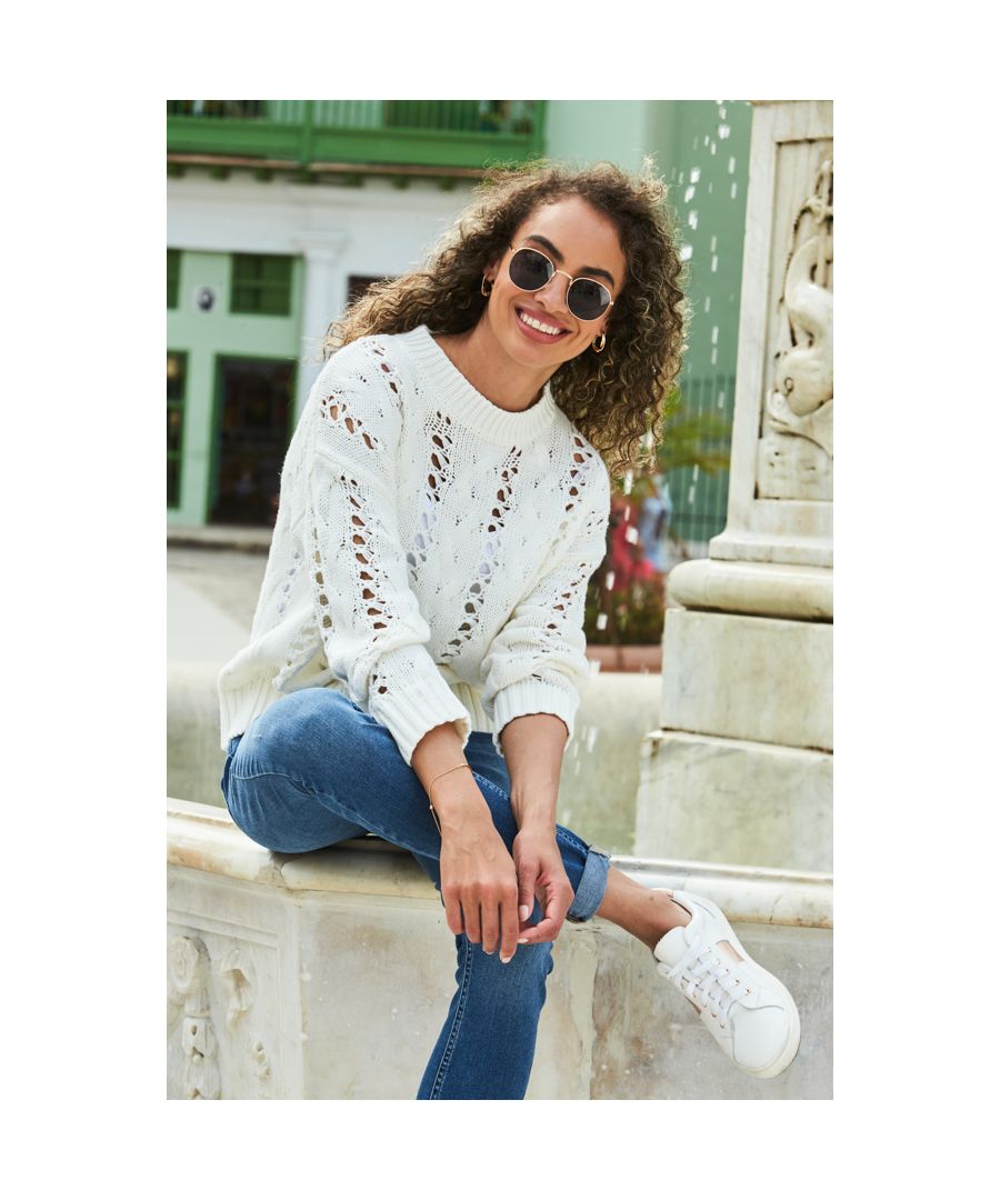 Image for Ivory Open Stitch Jumper