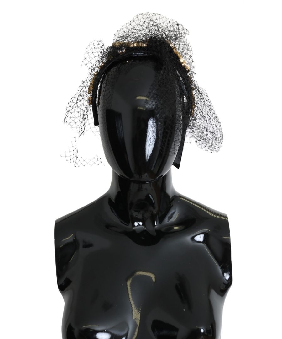 Image for Dolce  Gabbana Mesh Veil Gold Applique Silk Nylon Diadem Headband