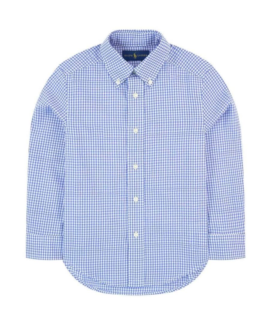 Image for Ralph Lauren Boy's Logo Checkered Shirt Blue