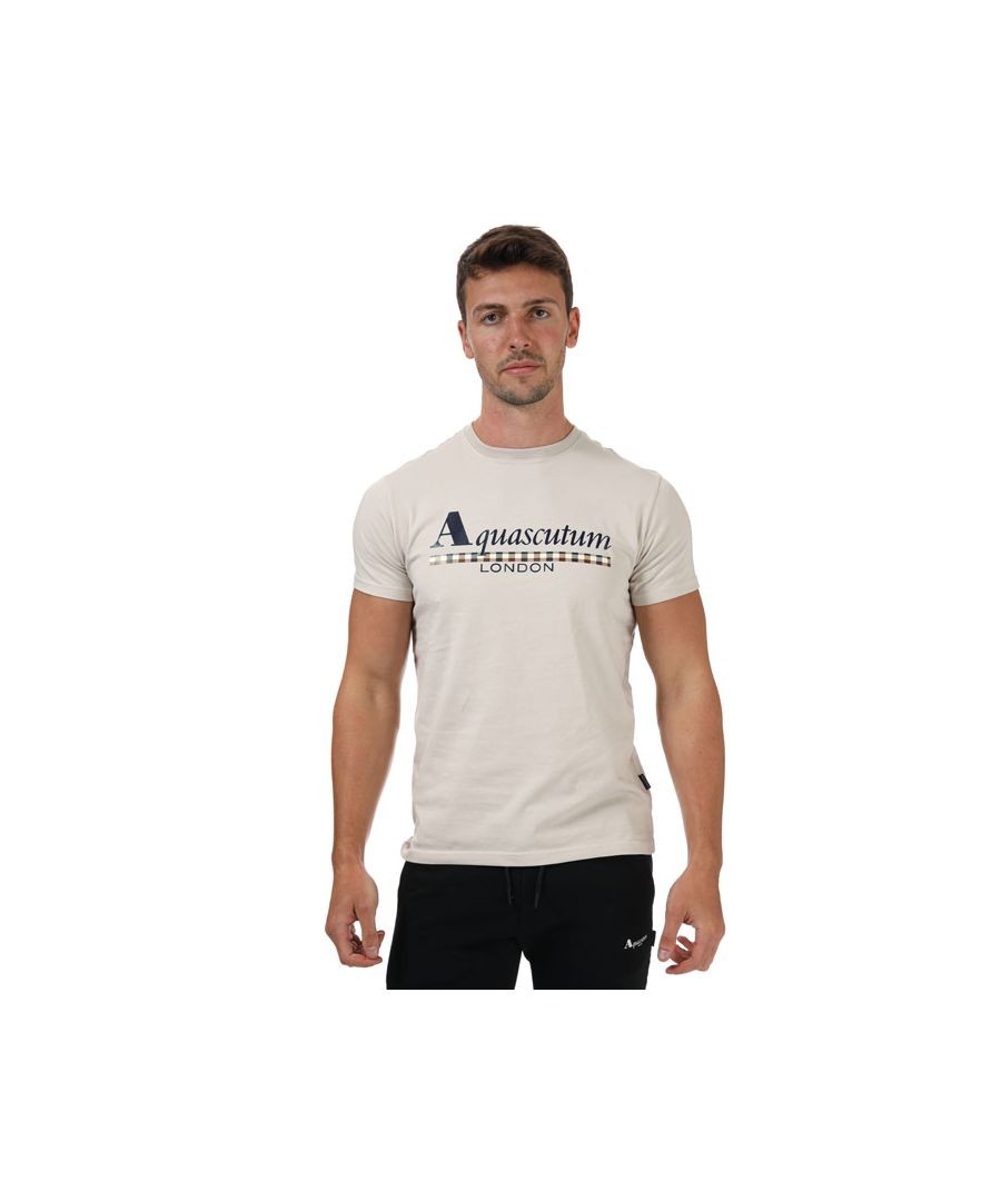 Aquascutum Mens T-Shirt in Sand Cotton - Size Large