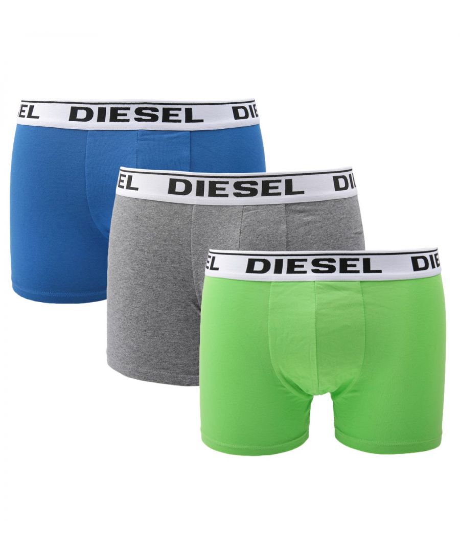 Inject some Diesel DNA into your everyday essentials. Delivering comfort, reliability and style, this three-pack of basic boxer trunks is crafted from stretch cotton and features elasticated waistbands with iconic Diesel branding. Three Pack, Stretch Cotton , Elasticated Waistband, 95% Cotton & 5% Elastane, Diesel Branding.