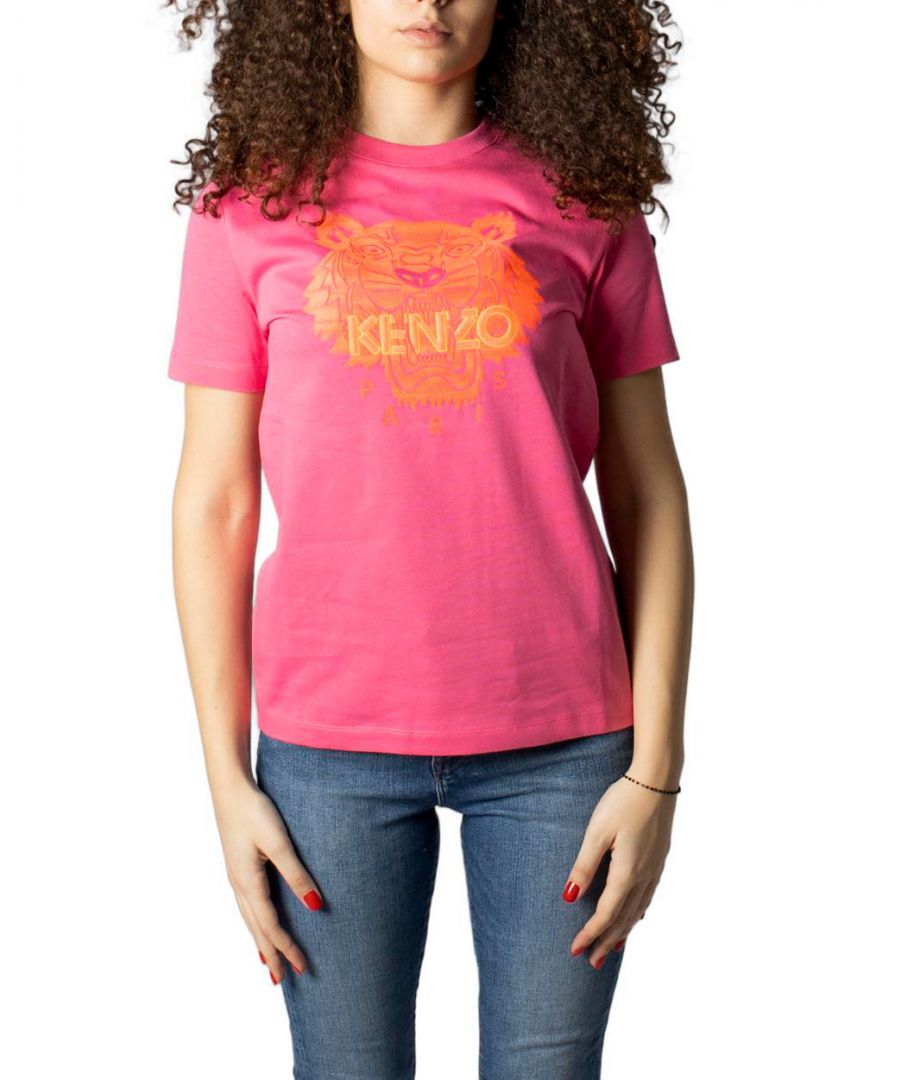 Brand: Kenzo\nGender: Women\nType: T-shirts\nSeason: Spring/Summer\n\nPRODUCT DETAIL\n• Color: pink\n• Pattern: print\n• Sleeves: short\n• Neckline: round neck\n\nCOMPOSITION AND MATERIAL\n• Composition: -100% cotton \n•  Washing: machine wash at 30°