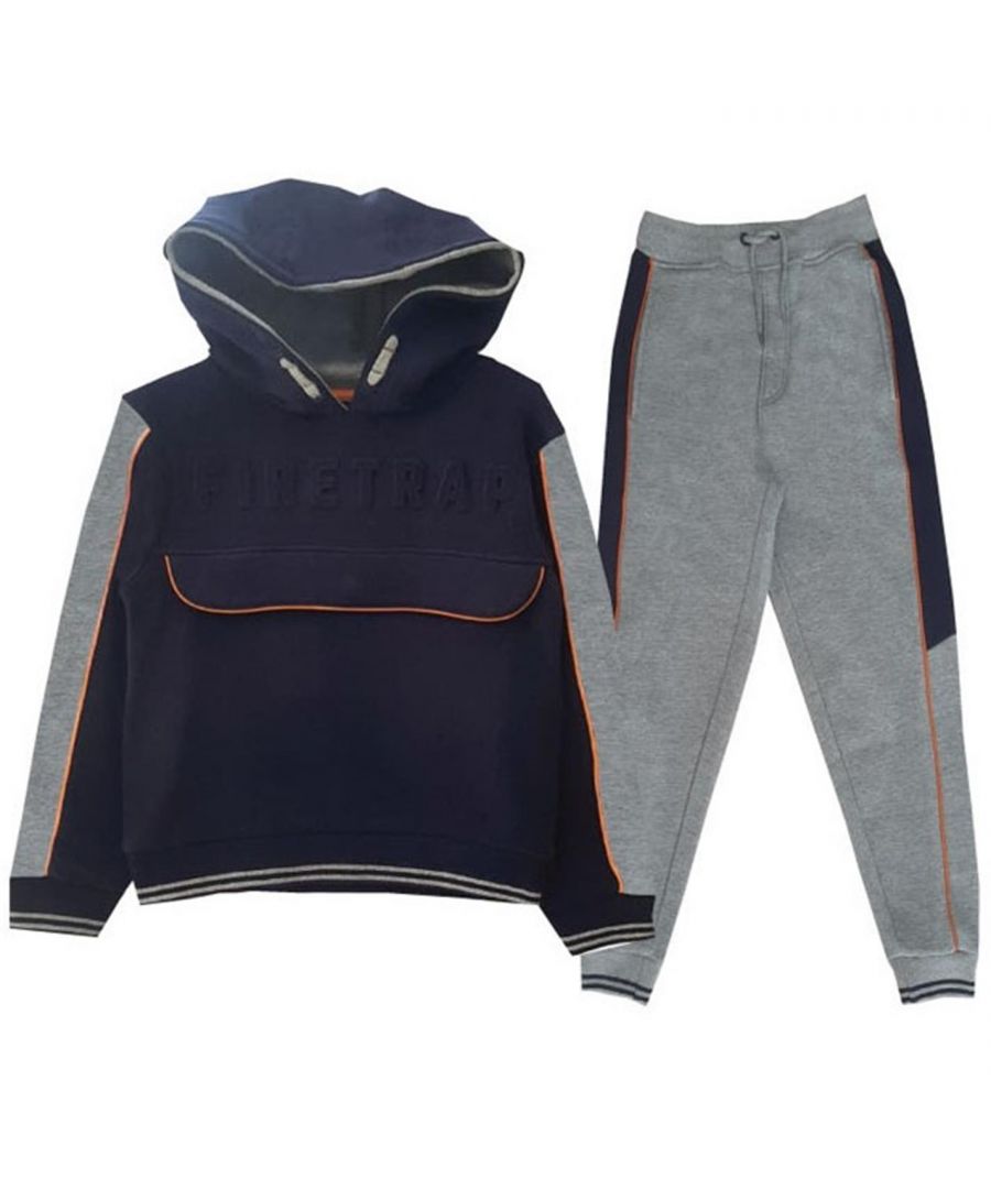 Firetrap 2 Piece Jogger Set Junior Boys -  This Firetrap 2 Piece Jogger Set consists of a hoodie and joggers. The hoodie is crafted with long sleeves, ribbed trims and a hood. The joggers feature an elasticated waist, drawstring fastening and 2 pockets. Both pieces in this set are designed with a signature logo and are complete with Firetrap branding.