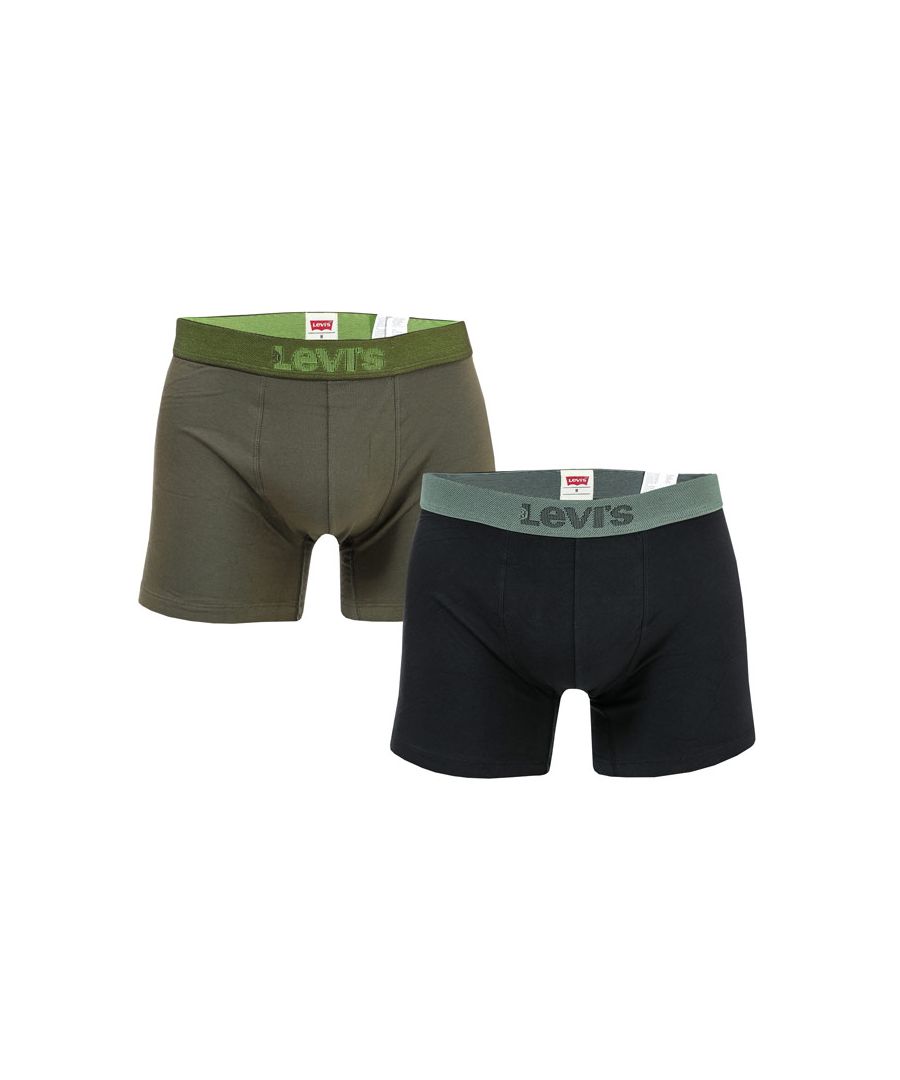 Levi's Mens Levis Blazing 2 Pack Boxer Shorts in Khaki - Green Cotton - Size L