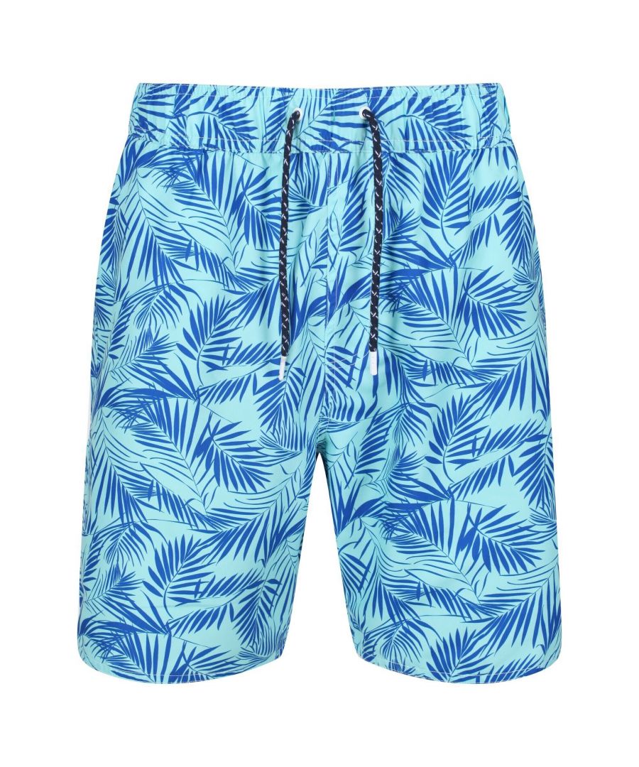 Image for Regatta Mens Hamza Palm Print Swim Shorts (Opal Green)