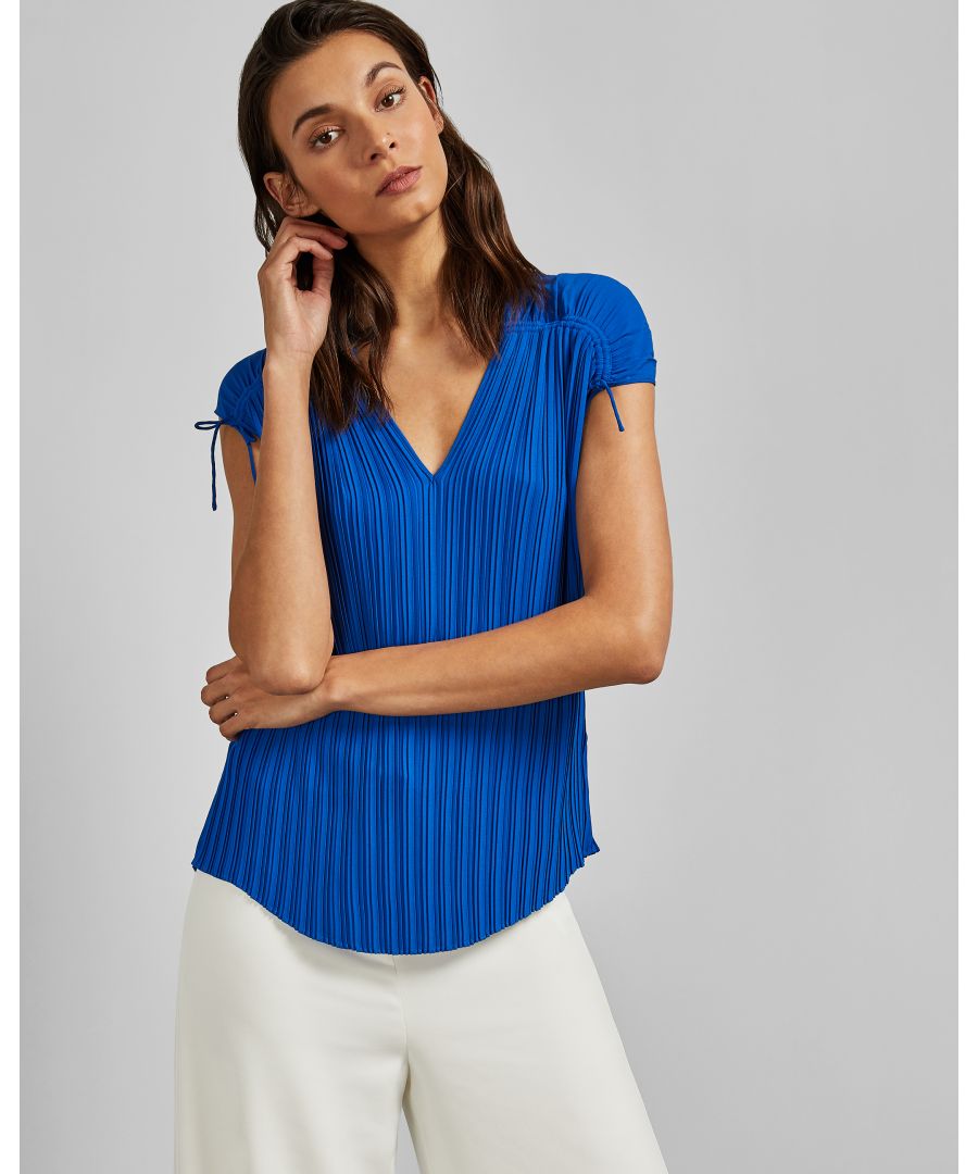 Image for Ted Baker Chasta Tie Shoulder Pleated Top, Blue