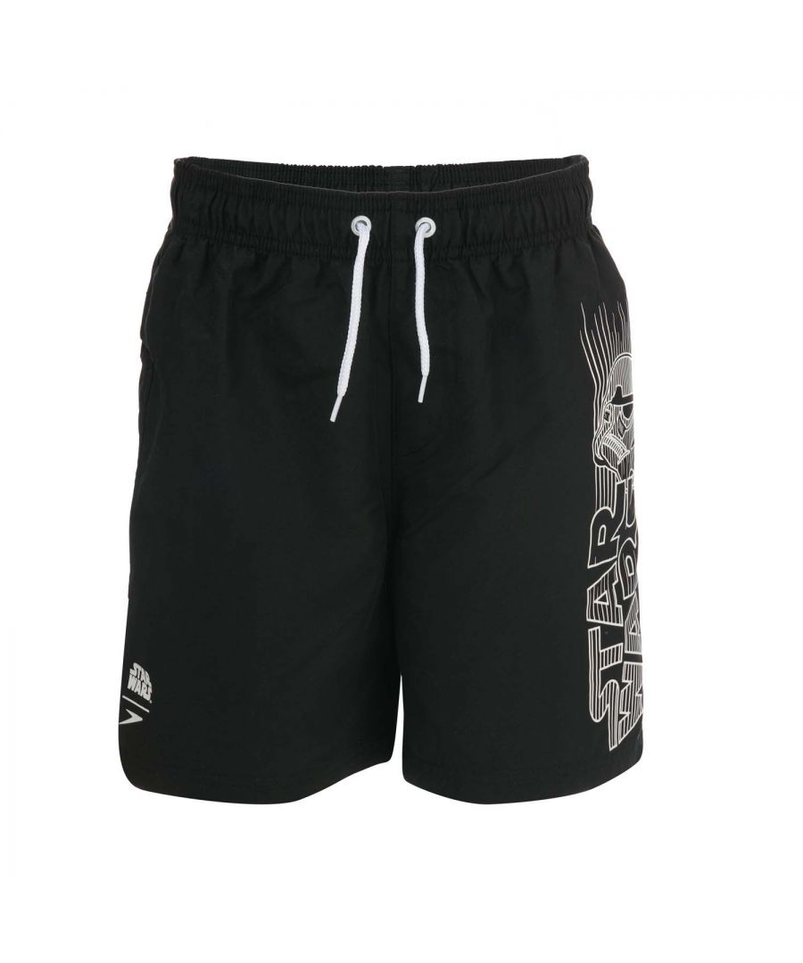 Infant Boys Speedo Star Wars Swim Short in black- white.- Drawstring waistline.- Back pocket.- Shape retention.- Mesh lining.- Sun protection - UPF 50+.- Body: 100% Polyester. Lining: 100% Polyester.- 809067C629Please note that returns will only be accepted if the hygiene label is still attached to the product.