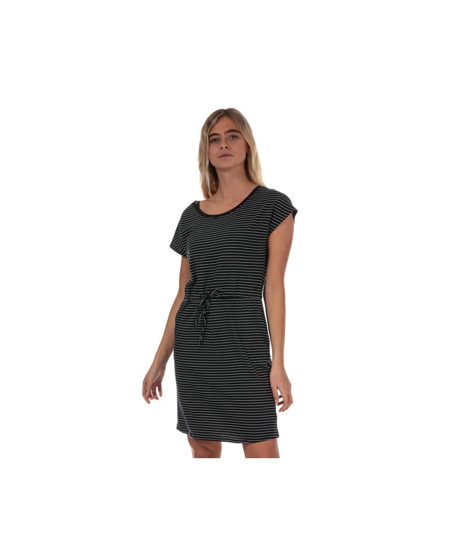 Womens Vero Moda April Stripe Dress in black - snow white.<BR><BR>Casual tee dress crafted from soft cotton jersey.<BR>- Round neck.<BR>- Short sleeves.<BR>- Allover stripe design.<BR>- Self fabric drawcord cinches in your waist for a flattering fit.<BR>- Side seam pockets.<BR>- Tonal back neck tape.<BR>- Loose fit.<BR>- Measurement from shoulder to hem: 35in approximately.<BR>- 100% Organic cotton.  Machine washable.<BR>- Ref: 10198244<BR><BR>Measurements are intended for guidance only.