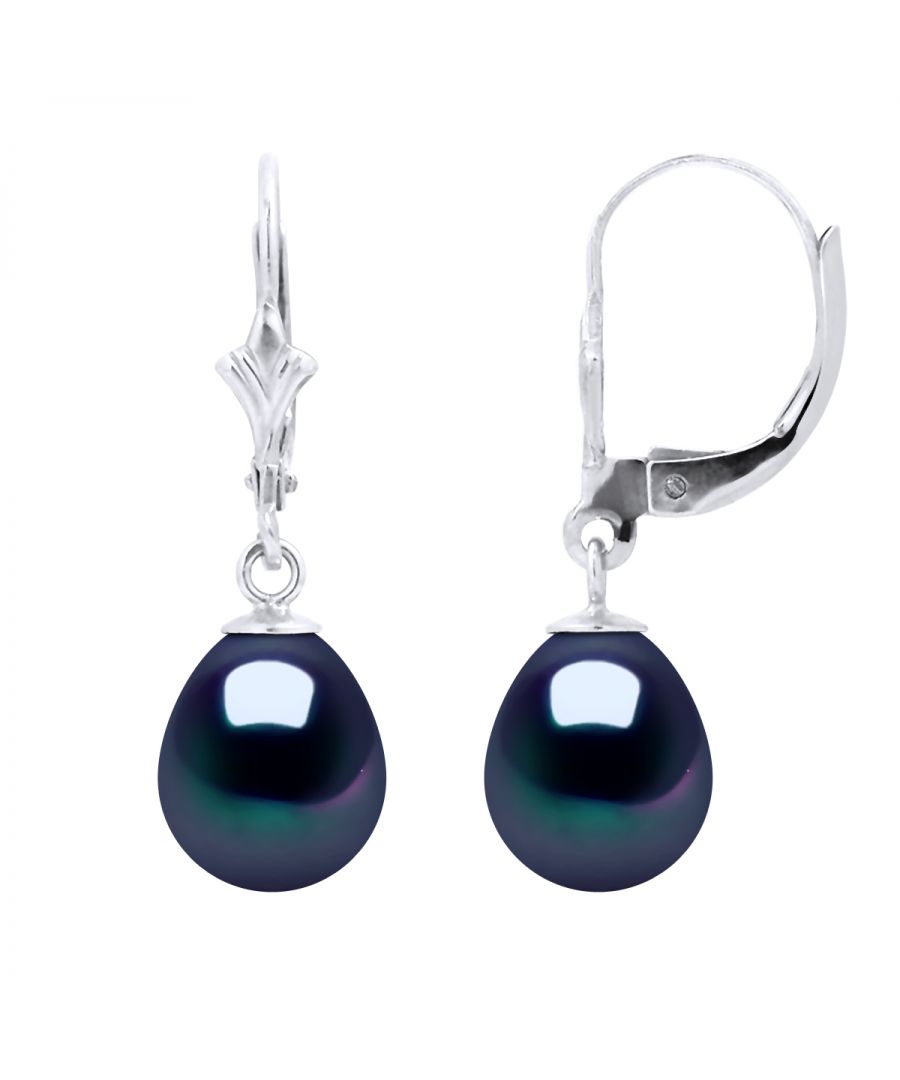 Image for DIADEMA - Earrings - White Gold and Real Freshwater Pearls - Black Tahitian Style