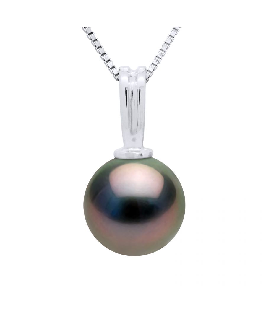 Necklace Bélière White Gold 375 and true Cultured Round Tahitian Pearl 10-11 mm - Our jewellery is made in France and will be delivered in a gift box accompanied by a Certificate of Authenticity and International Warranty