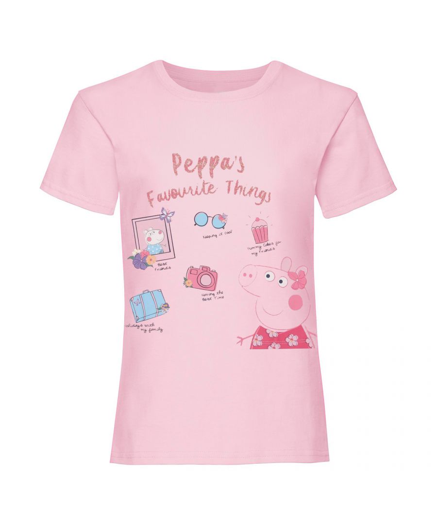 100% Cotton. Characters: Peppa Pig. Design: Text. Neckline: Crew Neck, Lycra Ribbed. Fit: Regular. Sleeve-Type: Short-Sleeved. Shoulder Taping, Single Needle Stitching. 100% Officially Licensed.