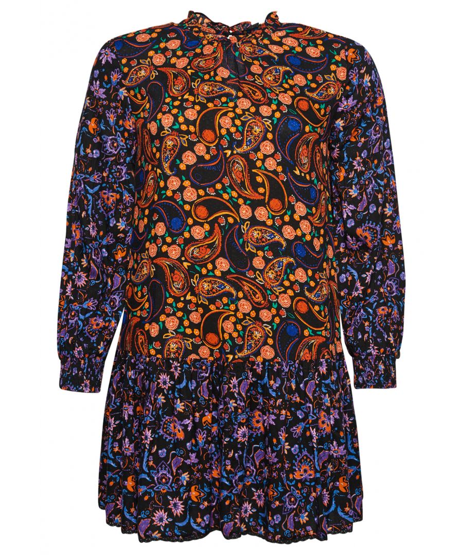 Superdry Womens High Neck Mini Dress - Multicolour Viscose - Size 16 UK