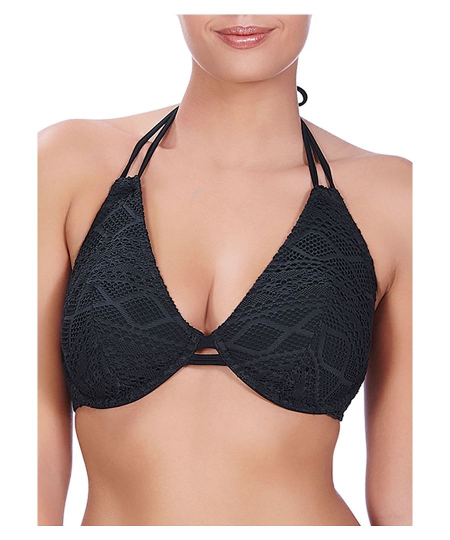 Freya Womens Sundance Halterneck Bikini Top - Black Nylon - Size 36C