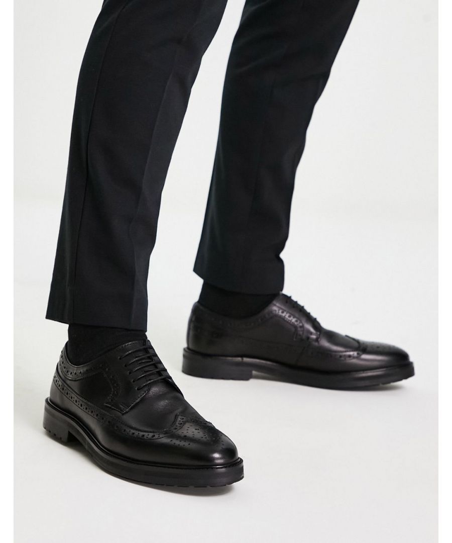 Brogues by ASOS DESIGN Next stop: checkout Brogue detailing Lace-up fastening Round toe Chunky sole Textured tread  Sold By: Asos