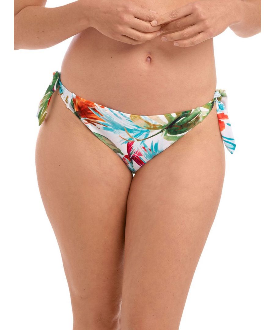 Fantasie Kiawah Island Tie Side Bikini Briefs. Offers moderate rear coverage and tie side. The product is recommended for gentle wash only.